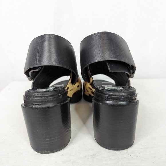 I Desire The Things That Will Destroy Me Calf Hair Cow Print Block Heel Sandals - Picture 6 of 9